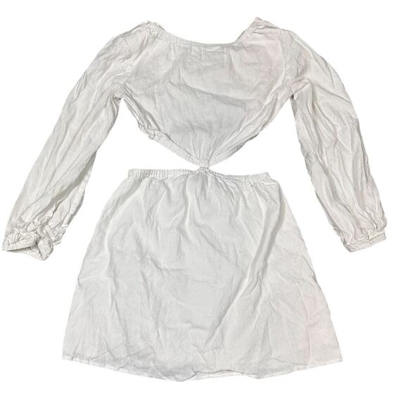 NEW- NWOTGianni Bini White Linen Blend Long Sleeve Mini Dress Size 4 - Picture 2 of 7